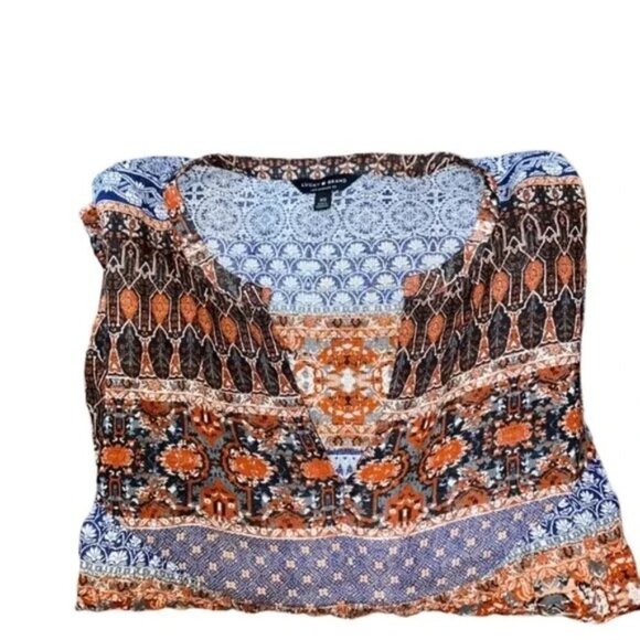 Lucky Brand Women Printed Peasant Top XS - Picture 5 of 5